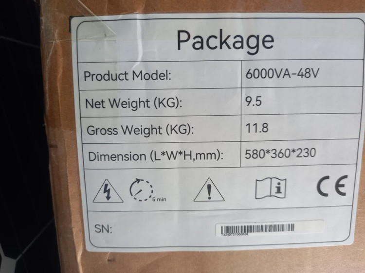 اینورتر شارژر هیبریدی (سانورتر و ups) 6000 وات 48 ولت با شارژر 80A Mppt