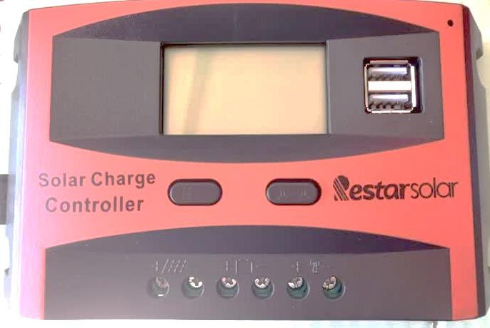 کنترل شارژر خورشیدی رستار سولار 20 آمپر 12/24 ولت دارای usb نارنجی رنگ