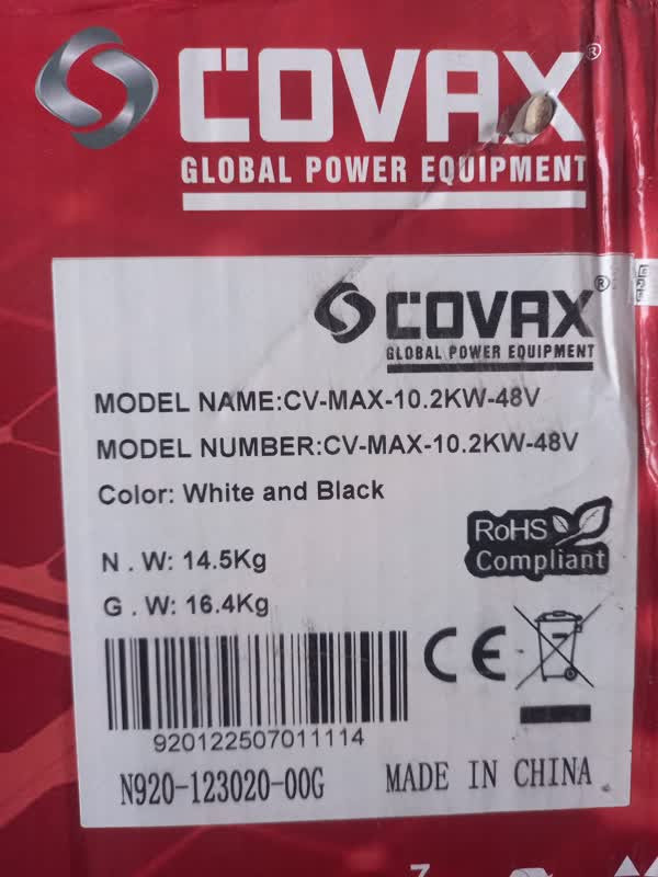 سانورتر هیبریدی (اینورتر شارژر) 10.2 کیلو وات هیبریدی 48ولت سینوسی 160 آمپر برند covax