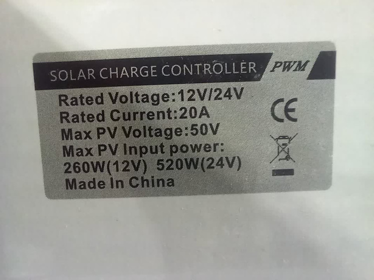 شارژکنترلر خورشیدی 20 آمپر 12/24 ولت دارای usb برند pyx